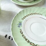 Vintage tea/coffee set in white, green and gold porcelain by SALINS, made in France