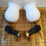 Pair of sconces in hands of Nubian by John Dévoluy