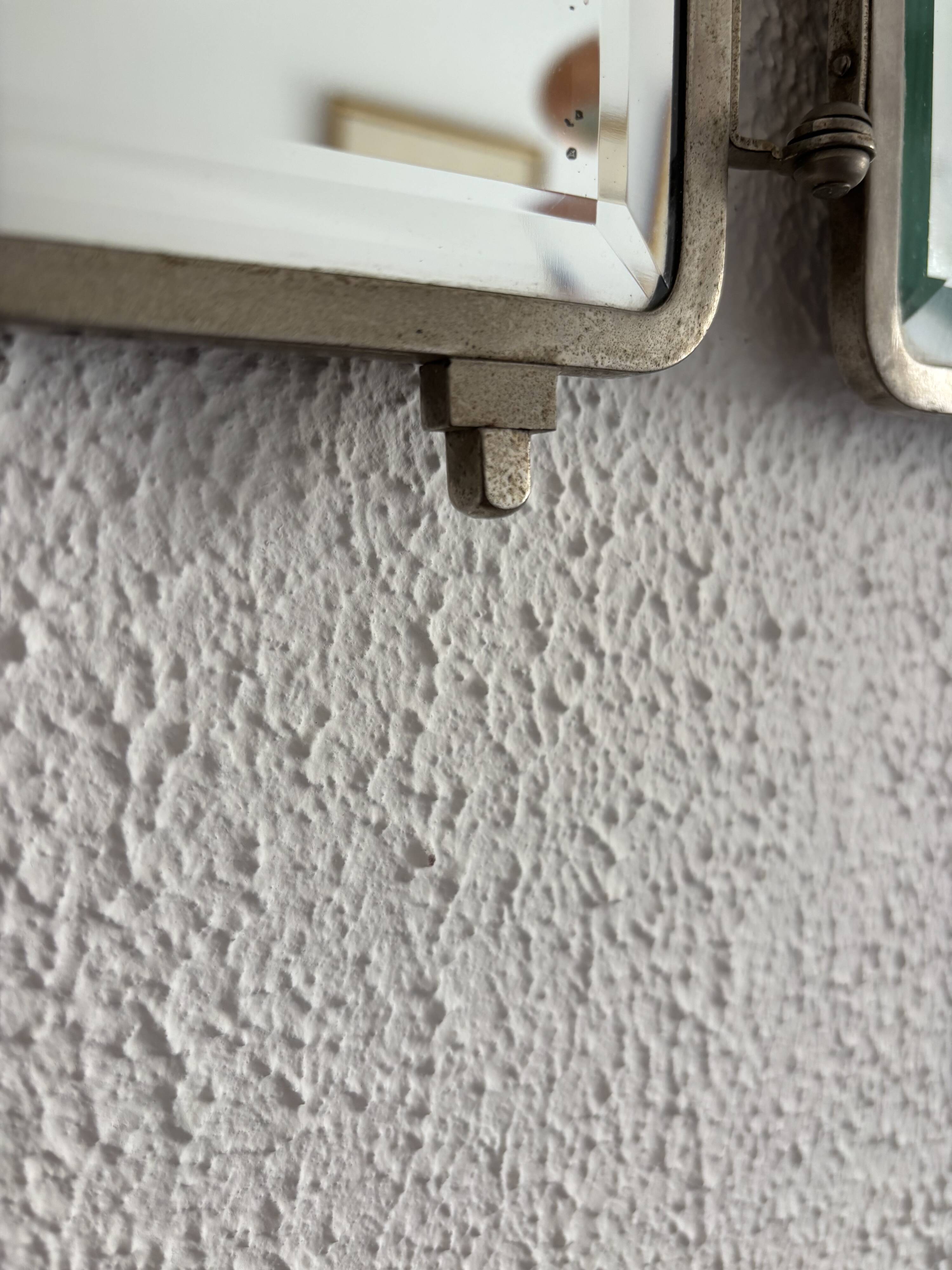 Miroir vintage 1920 triptyque barbier Art Déco cristal hexagone- 33 x 78 cm