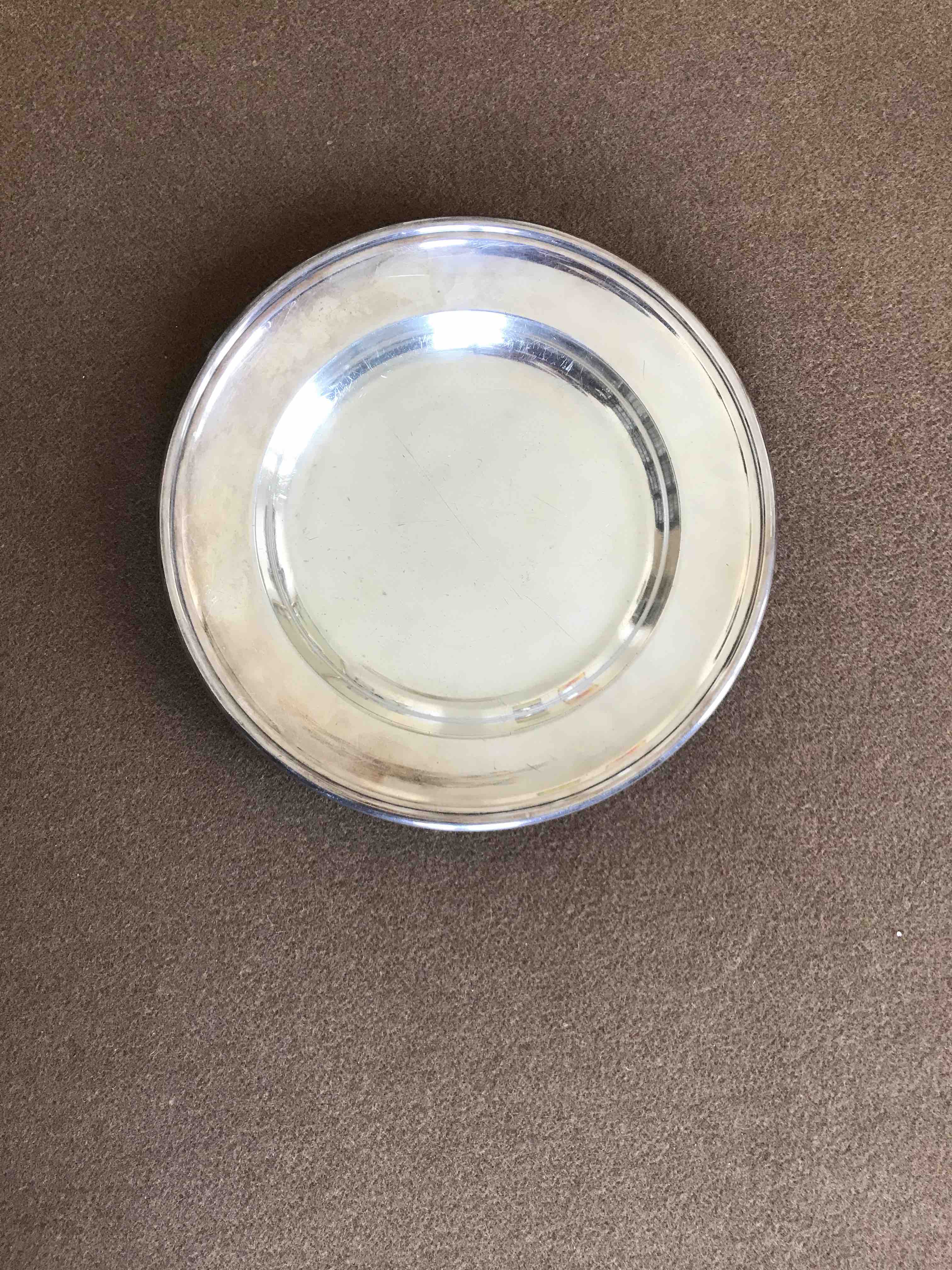 Art Deco silver metal presentation plate