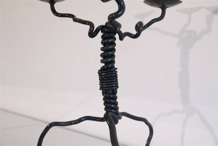 Vintage hammered iron candlestick 1970