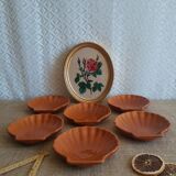 Set of 6 glazed scallop shell ramekins Emile Henry France