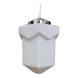 Vintage art deco globe pendant light in white opaline