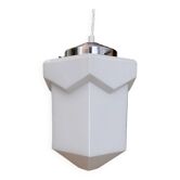 Vintage art deco globe pendant light in white opaline
