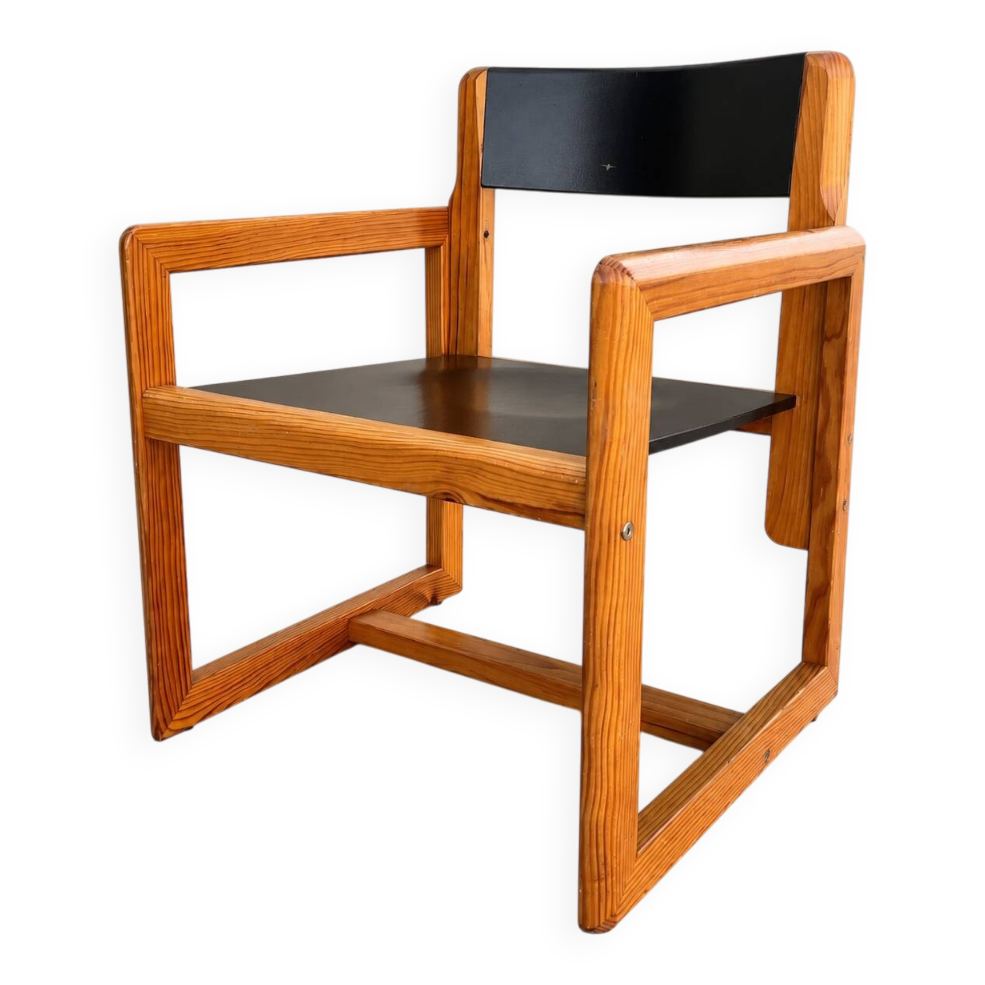 André Sornay armchair in solid pine and black lacquer – circa 1960