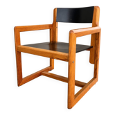 Fauteuil André Sornay en pin massif et laque noire – circa 1960