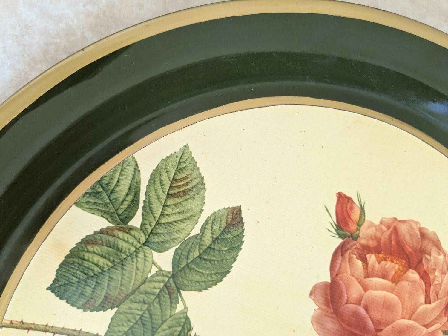 Plateau métal décor floral