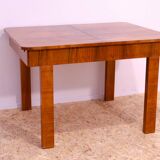 Table à manger réglable en noyer, années 1930, Tchécoslovaquie