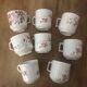 8 mismatched antique porcelain cups