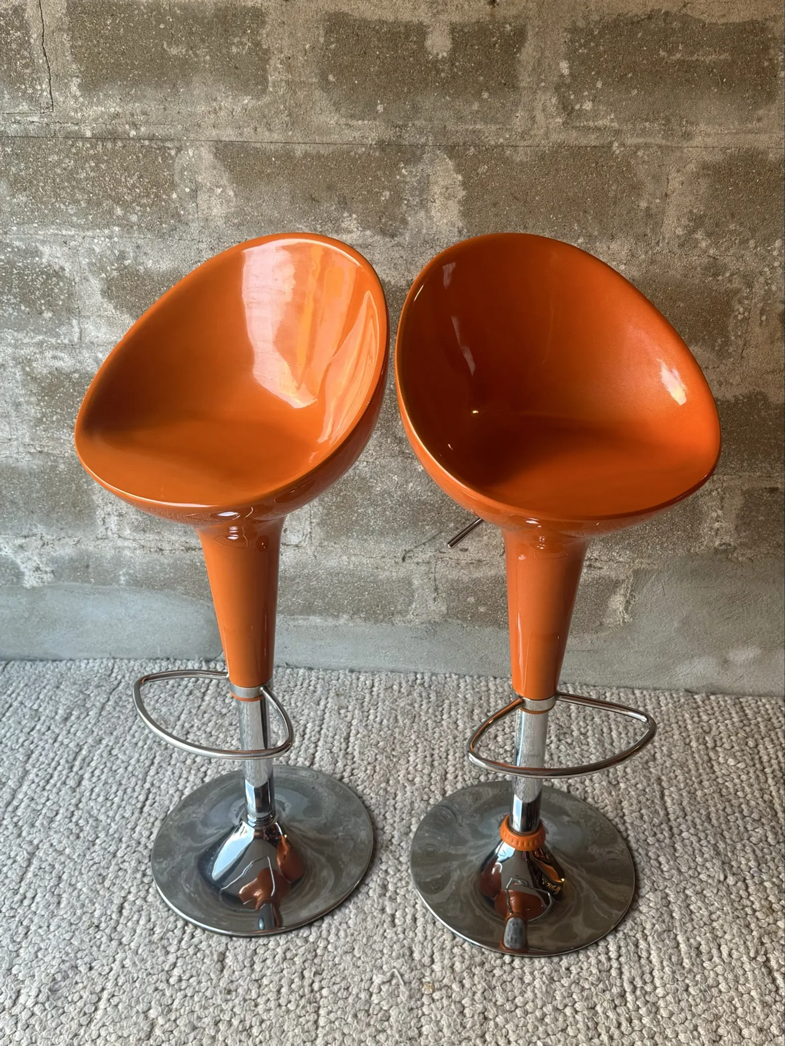 Vintage orange bar stools (x2)