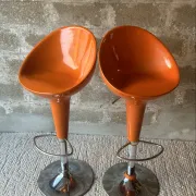 Vintage orange bar stools (x2)