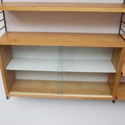 1960s wall unit in ash with vitrine, Nisse Strinning/Sweden