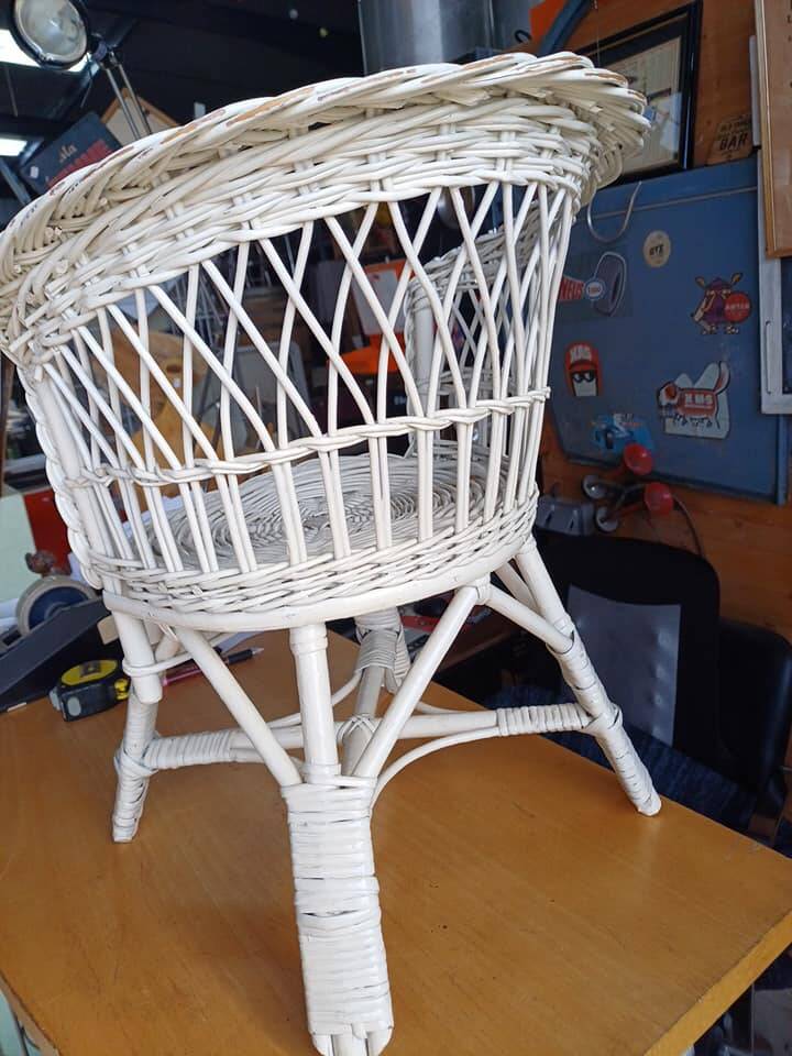 Vintage rattan children's armchair