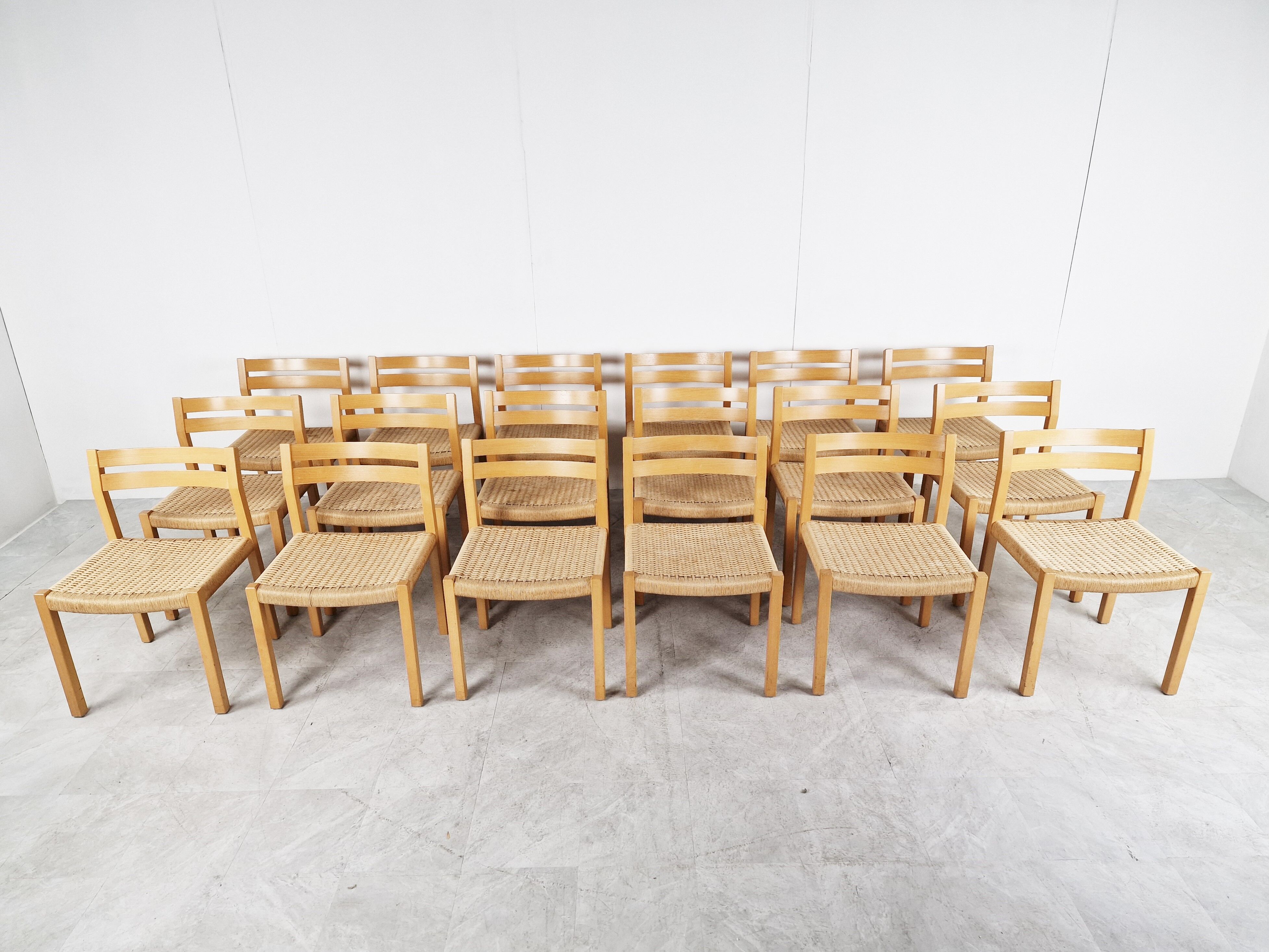Danish Oak Chairs by Niels Otto Møller for Møller Mobelfabrik, Set of 18