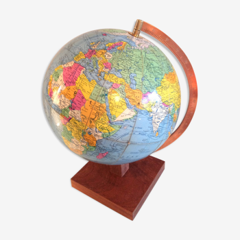 Globe terrestre en carton Girard et Barrere / vintage années 50-60