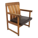 leather and oak armchair, Ferdinand Lundqvist, Sweden, 1960