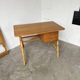 Louis Sognot rattan desk and its chair
