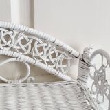White wicker peacock shelf