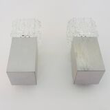 Pair of Space Age Cubist wall lights. Brushed aluminum, 1970s