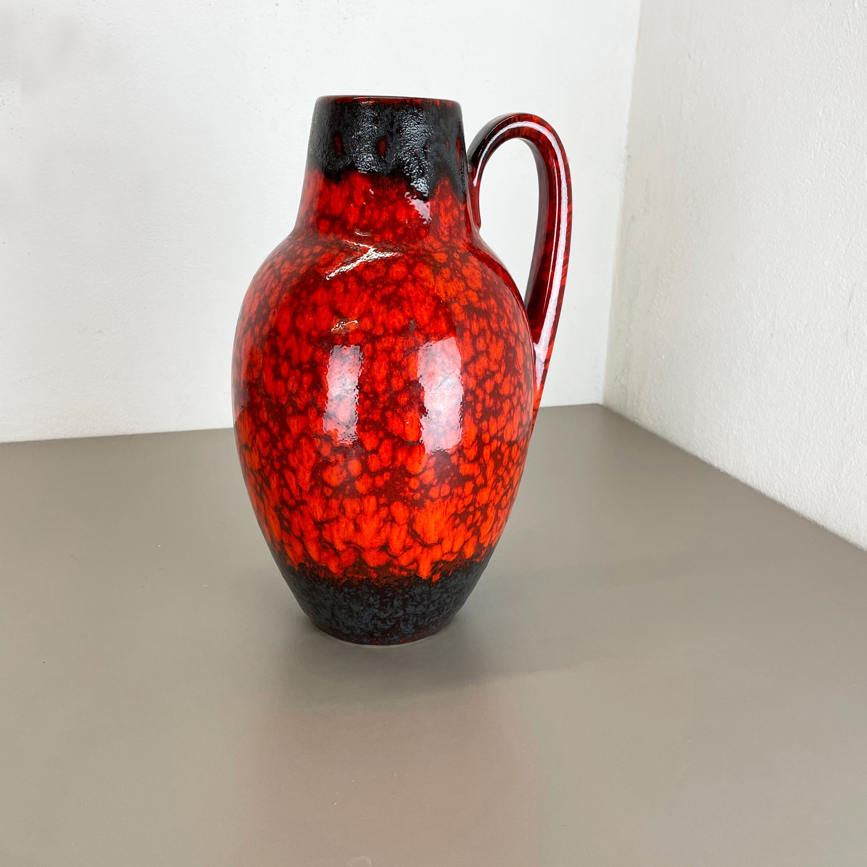 Pottery fat lava multi-color red black floor vase made by scheurich, 1970s