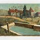 Provençal landscape tableau with a basin signed Janfield.