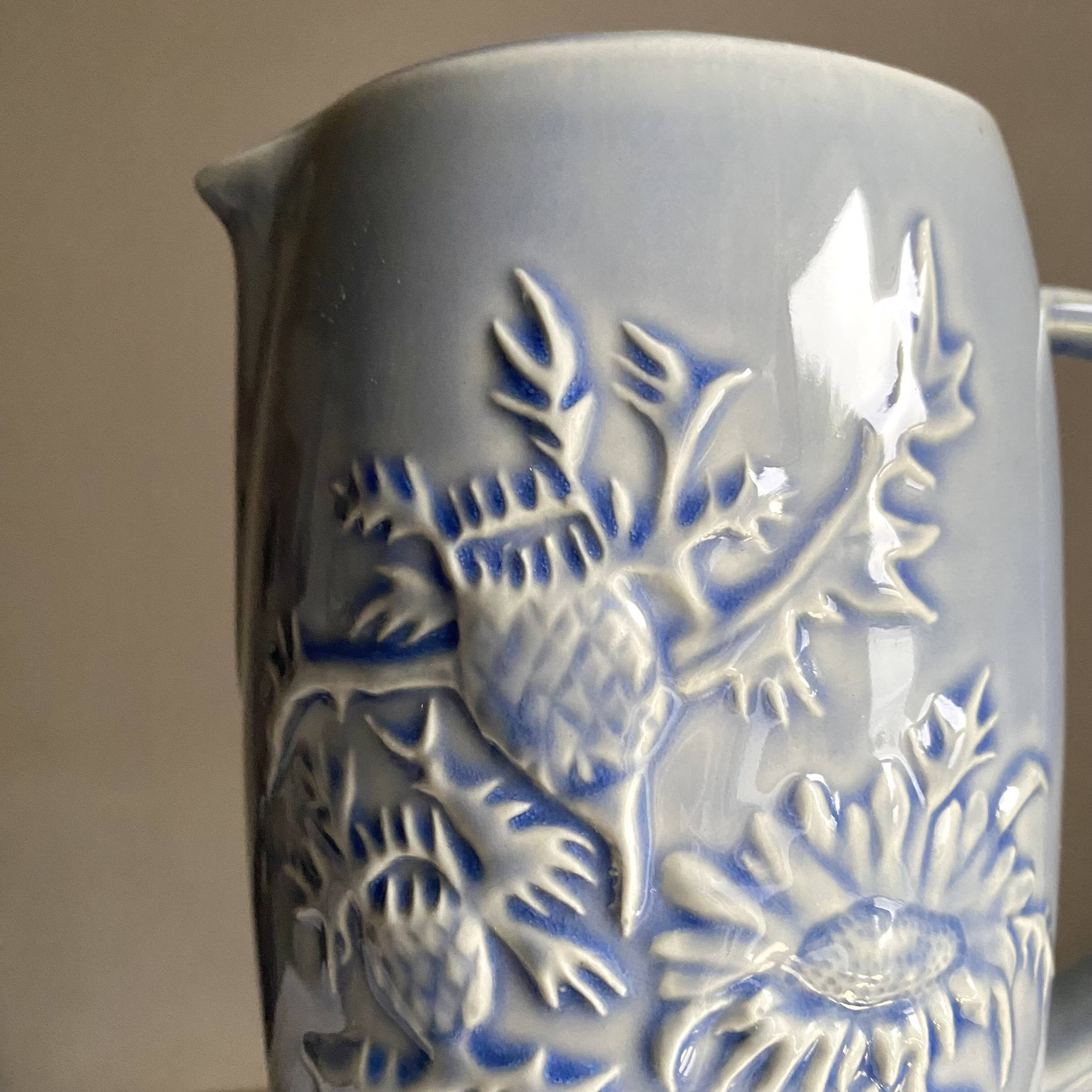 Rhodea Blue Thistle Slip Pitcher