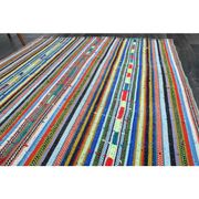1970s Vintage Turkish Oushak Handmade Wool Cotton Blue Runner Rug 163x306