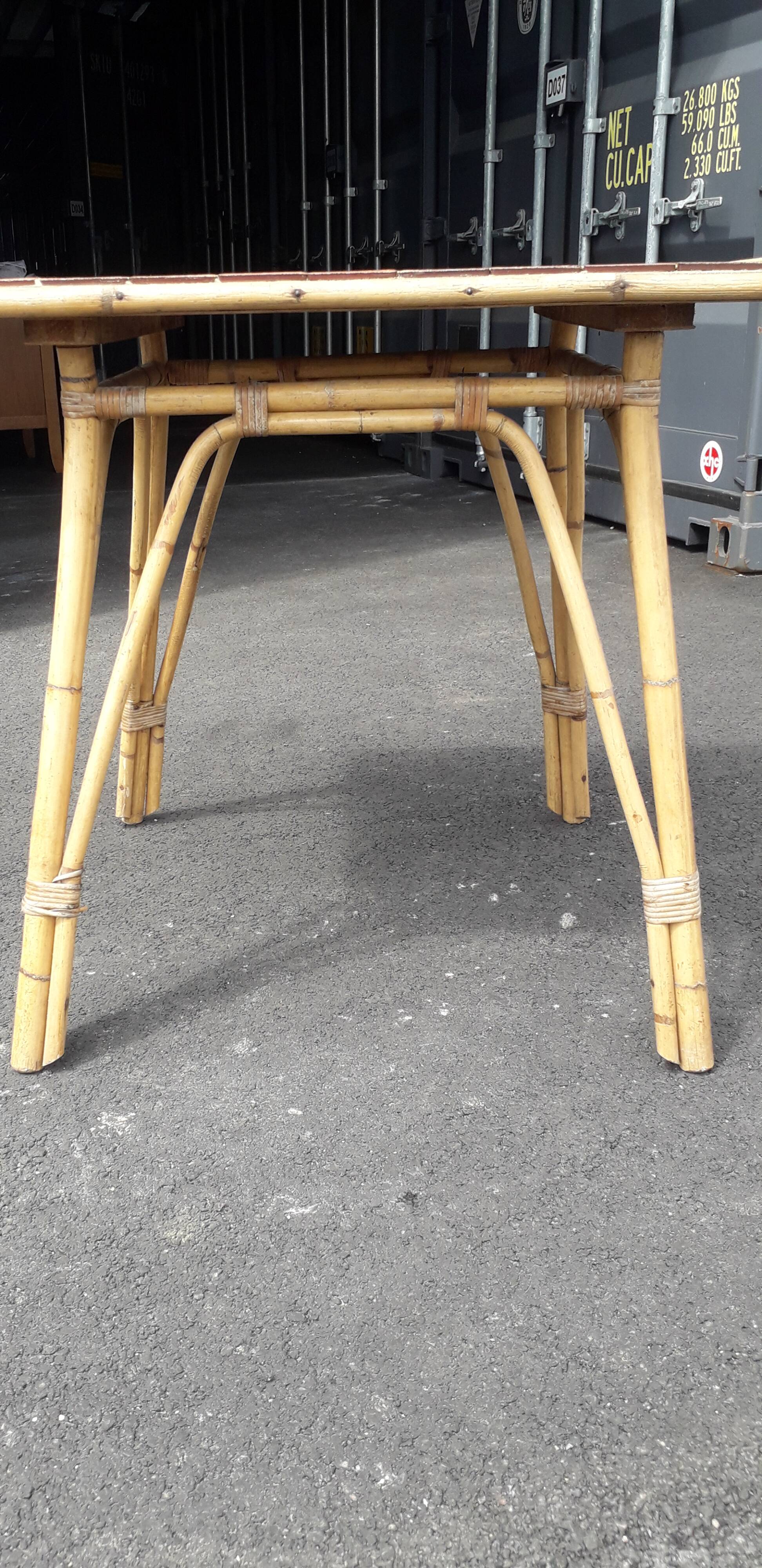 Paire de chaises et table rotin osier vintage XXème