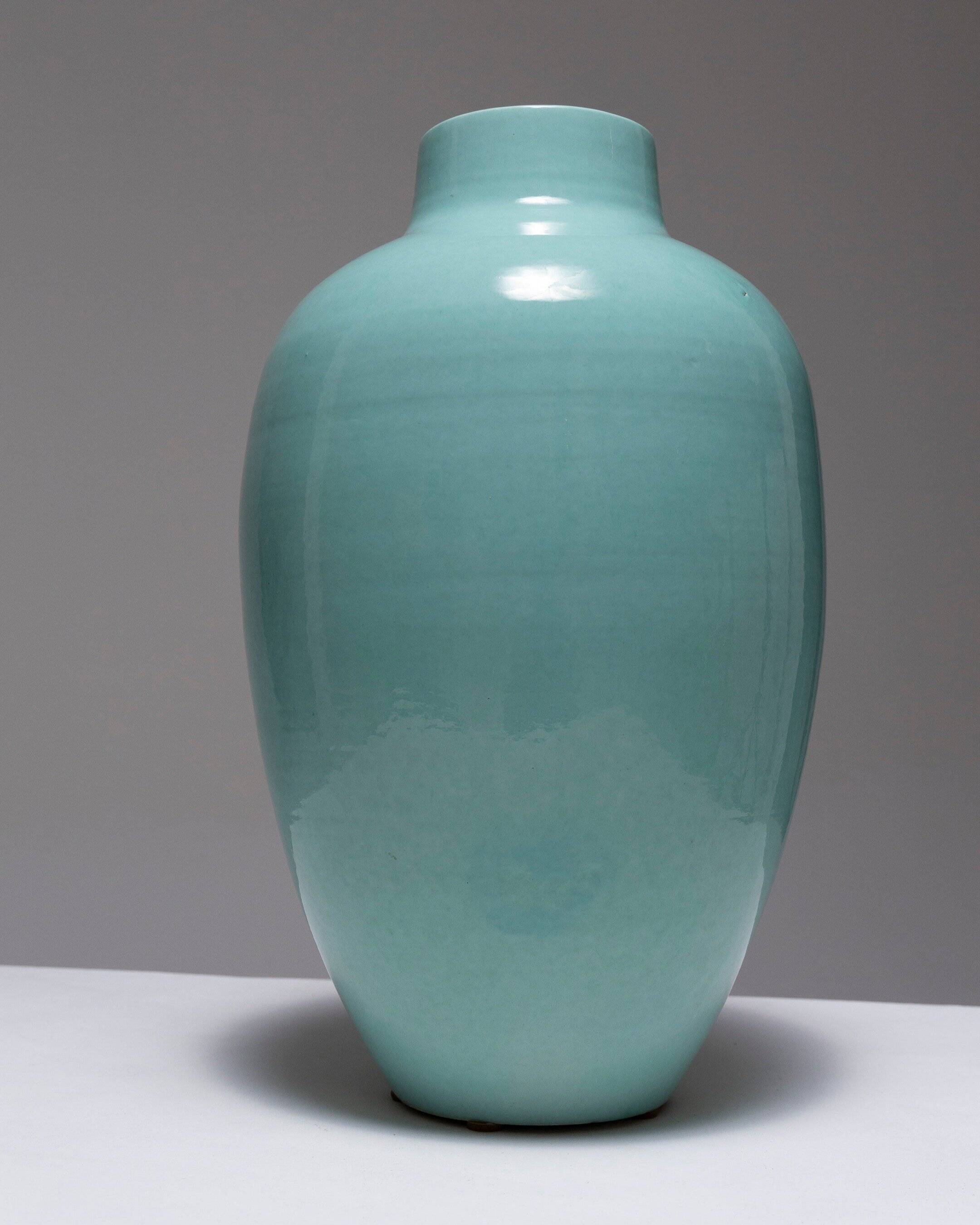 Ovoid ceramic vase, henri chaumeil, 1930s
