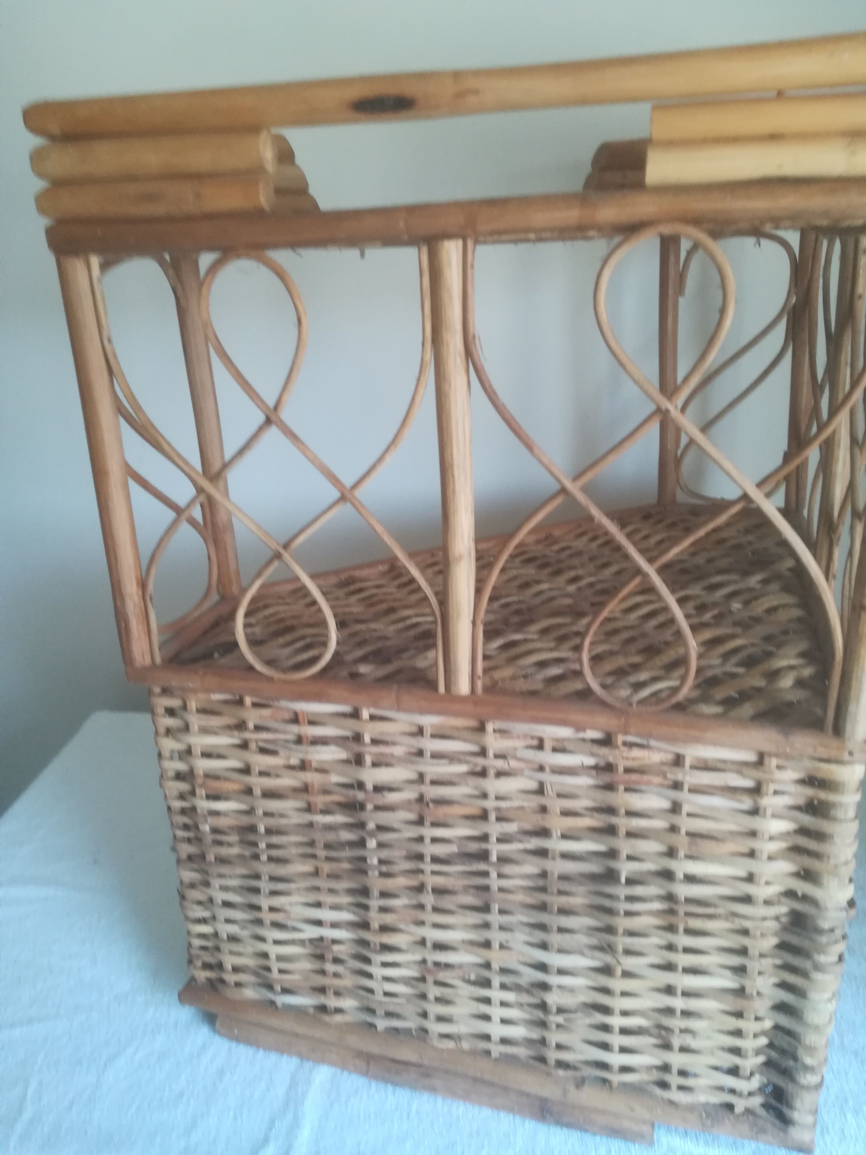 Vintage corner rattan shelf