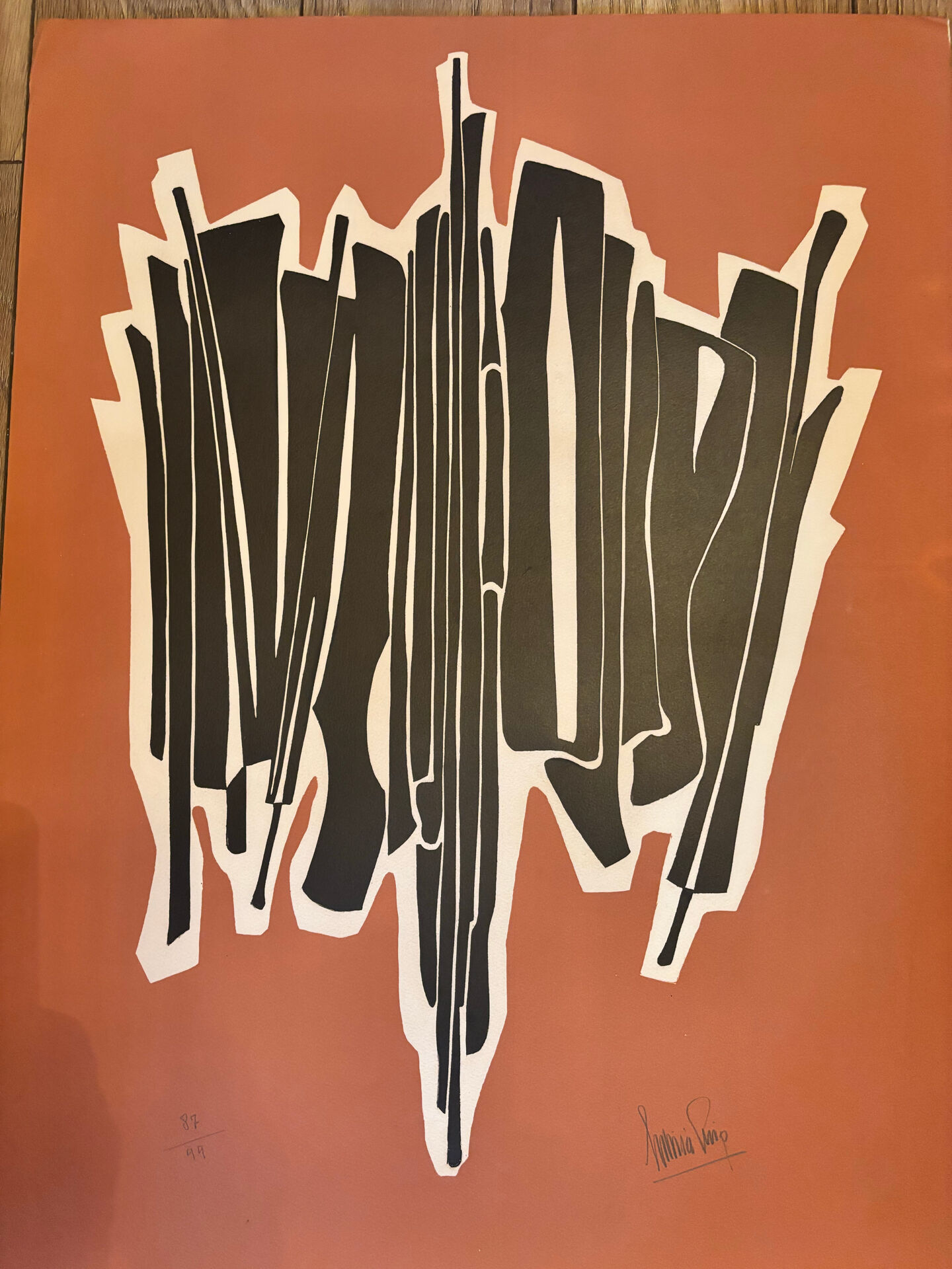 Original Abstract Lithograph Antonia Pino 1970. Signed Numbered 8