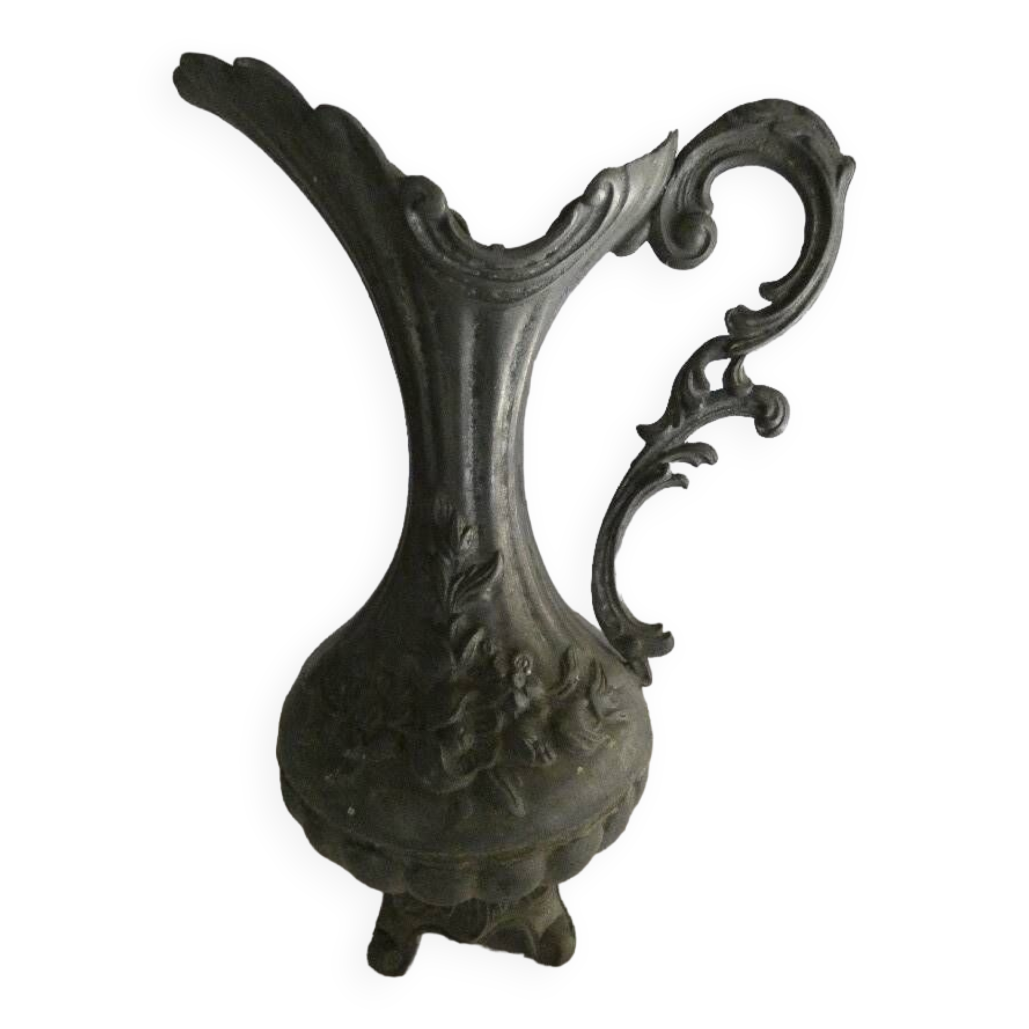 Large vintage pewter ewer 92% art deco floral
