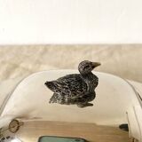 Silver metal butter dish