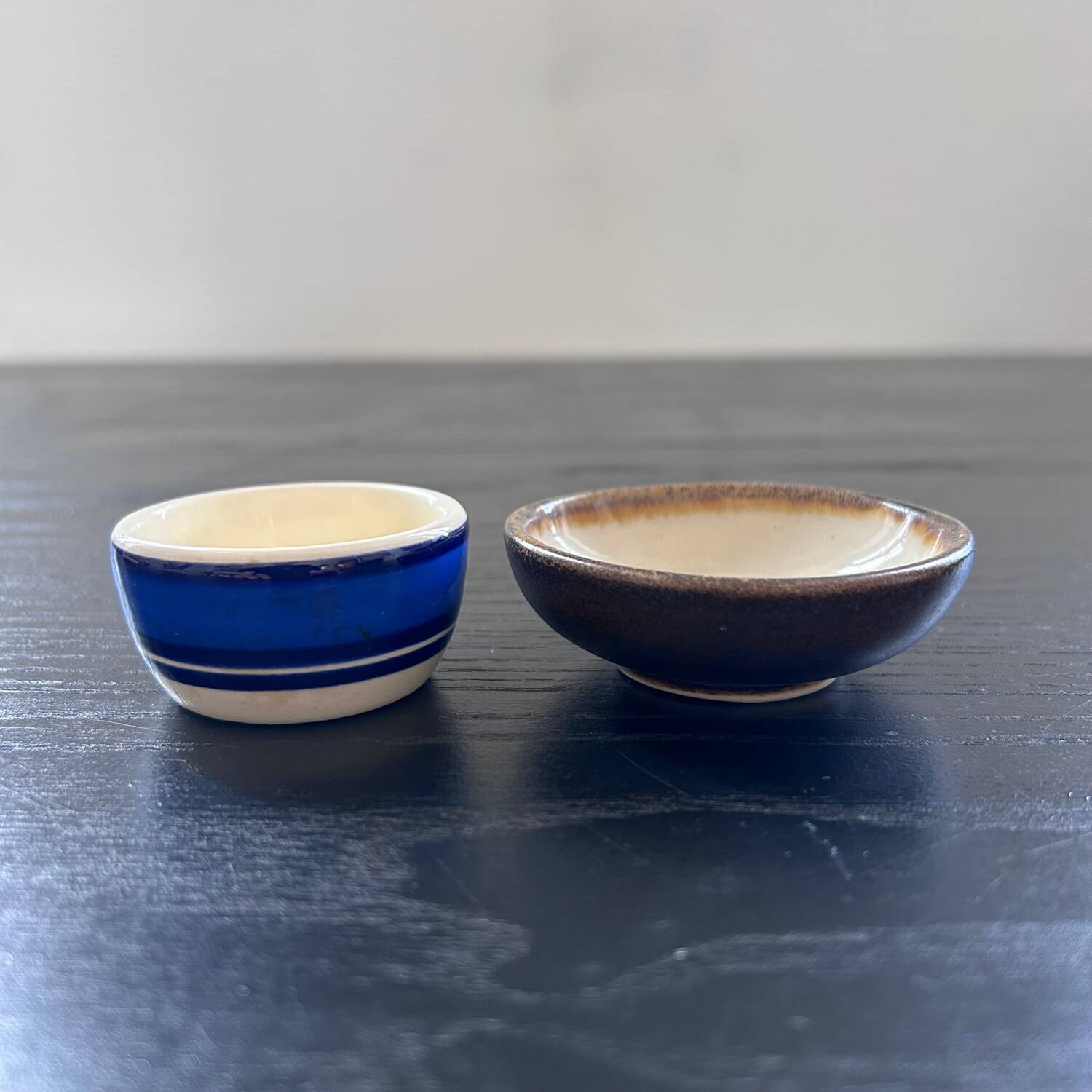 Duo of butter dishes signed HB Quimper