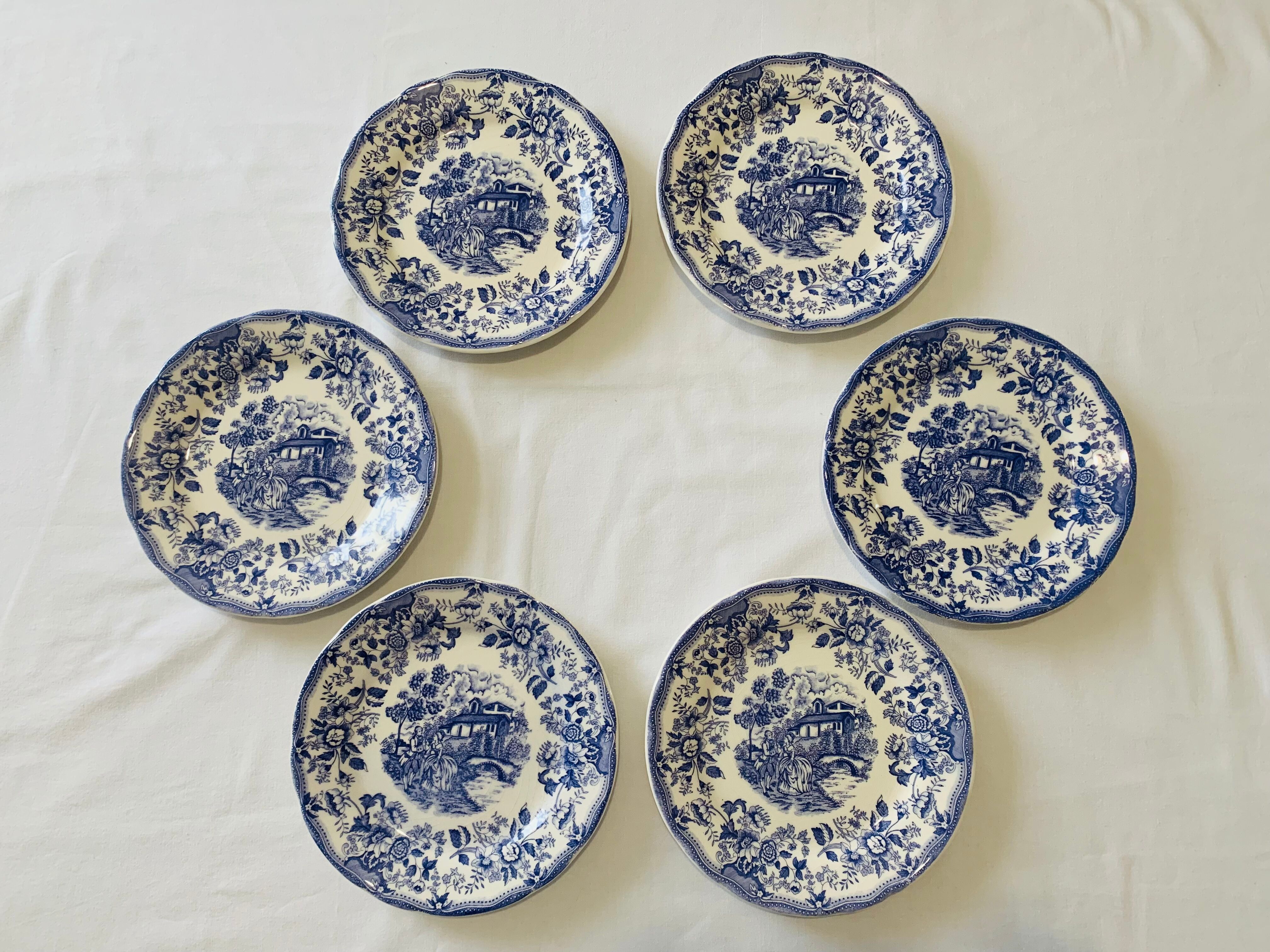 6 vintage dessert plates