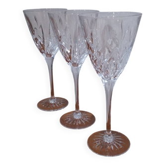 Very Nice Set of 3 Cassandra Water Glasses in Arques Crystal