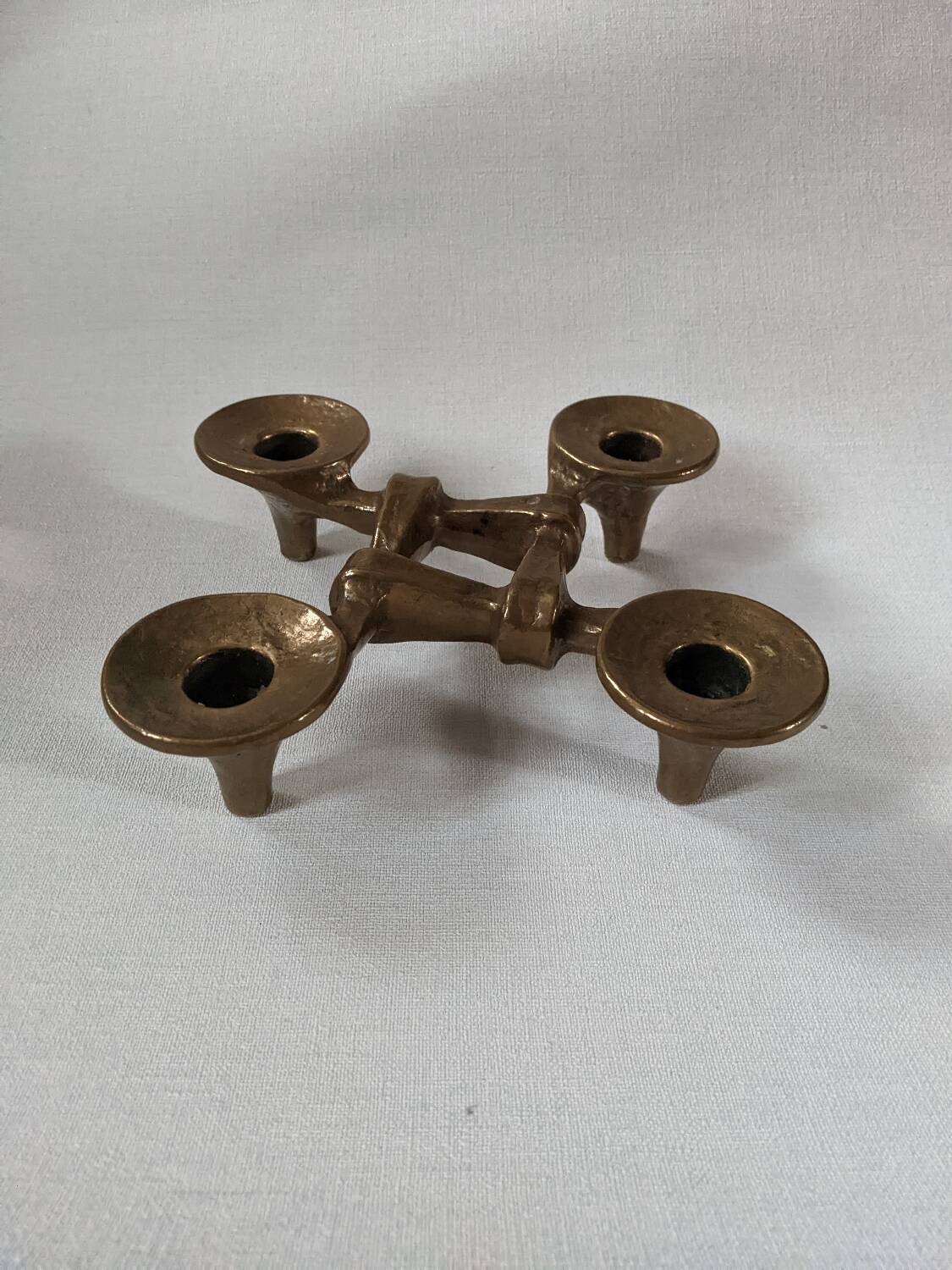 Contemporary Scandinavian Brutalist Design Bronze Candlestick