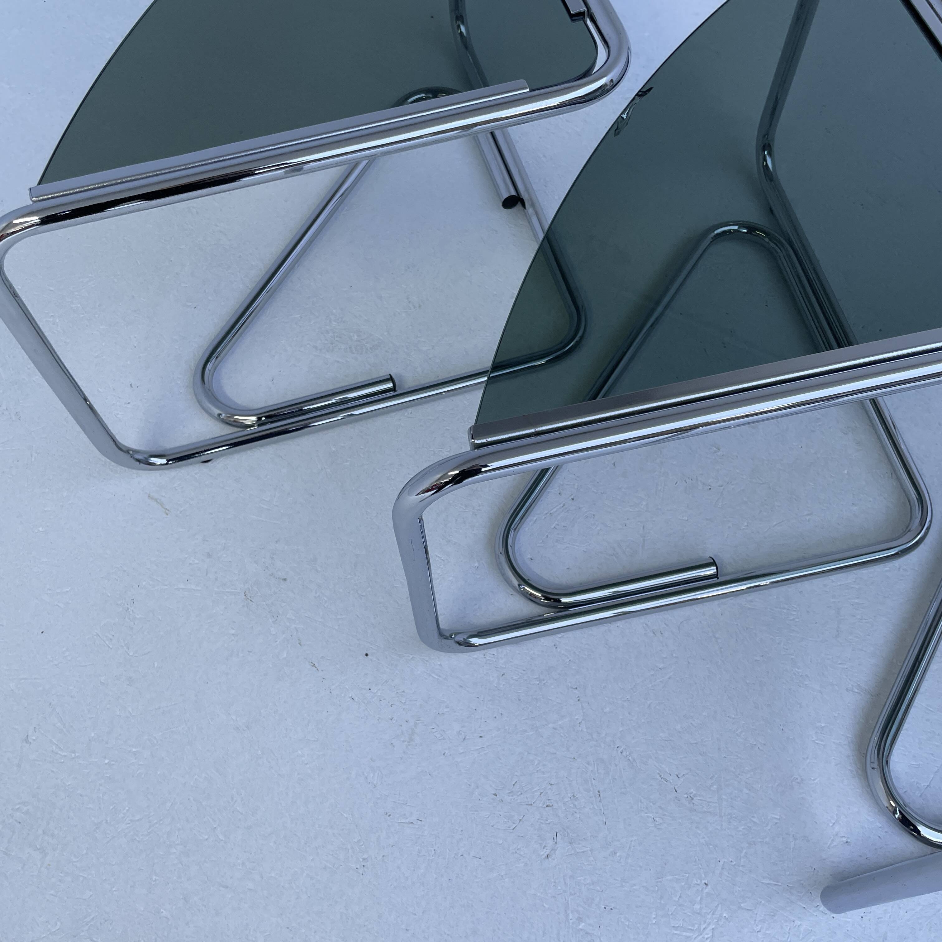 Italian modular coffee table in chrome and smoked glass