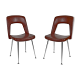 Pair of chairs in chrome and skaï, circa 1960