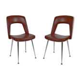 Pair of chairs in chrome and skaï, circa 1960