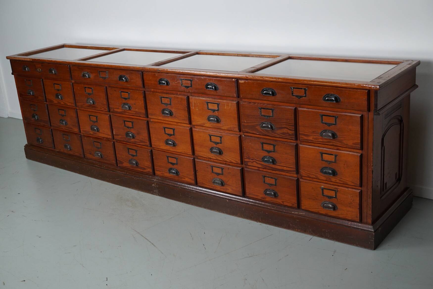 Large Pitch Pine Jewelry Counter/Cabinet, Paris, France, 1930s