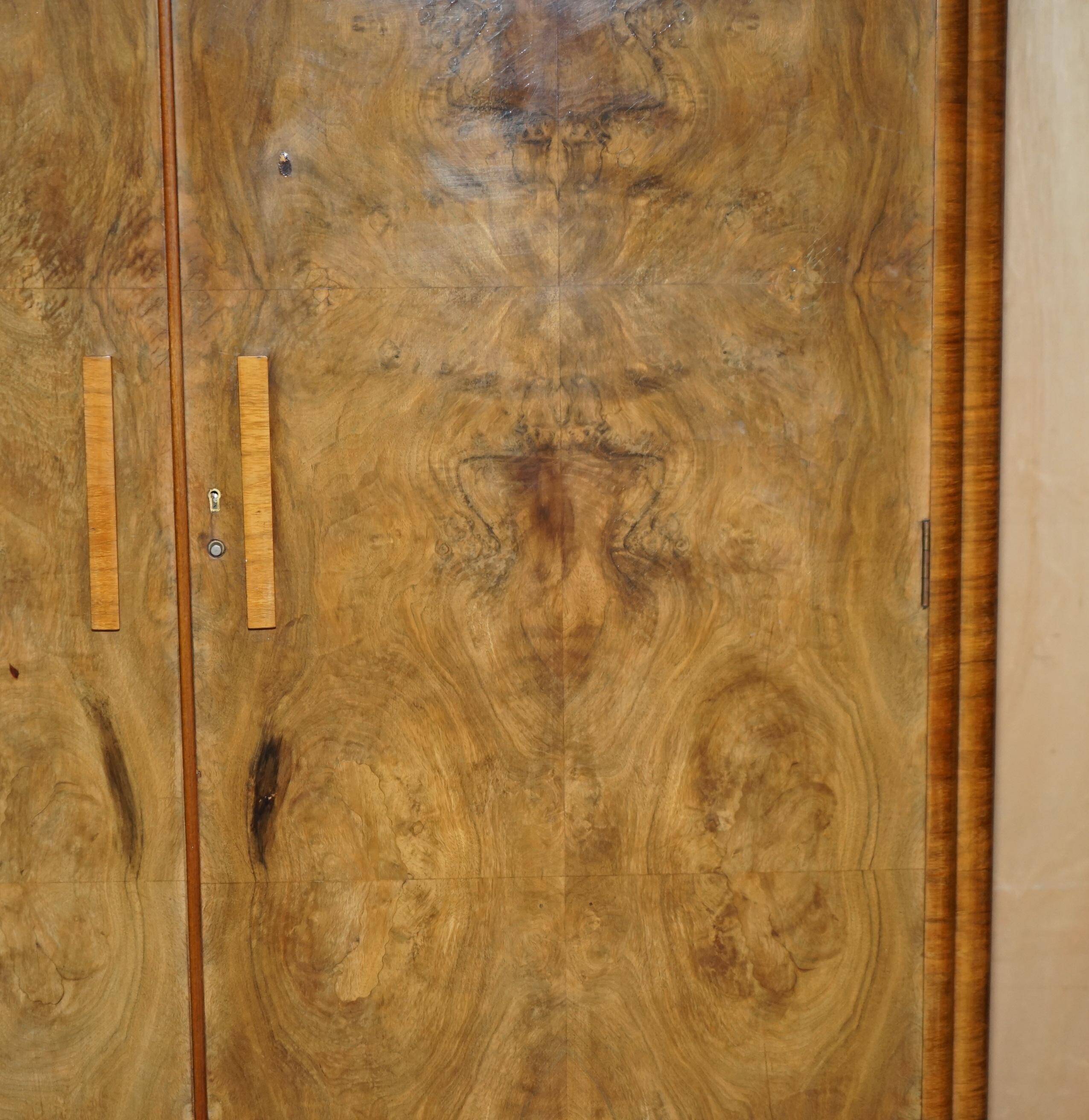 Double Art Deco wardrobe in satin walnut circa 1930
