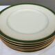 Set 6 porcelain plates Aux Lions de Faïence 1920 imperial green and gold