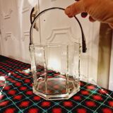 Vintage Crystal Ice Bucket with Metal Handle from the 70s