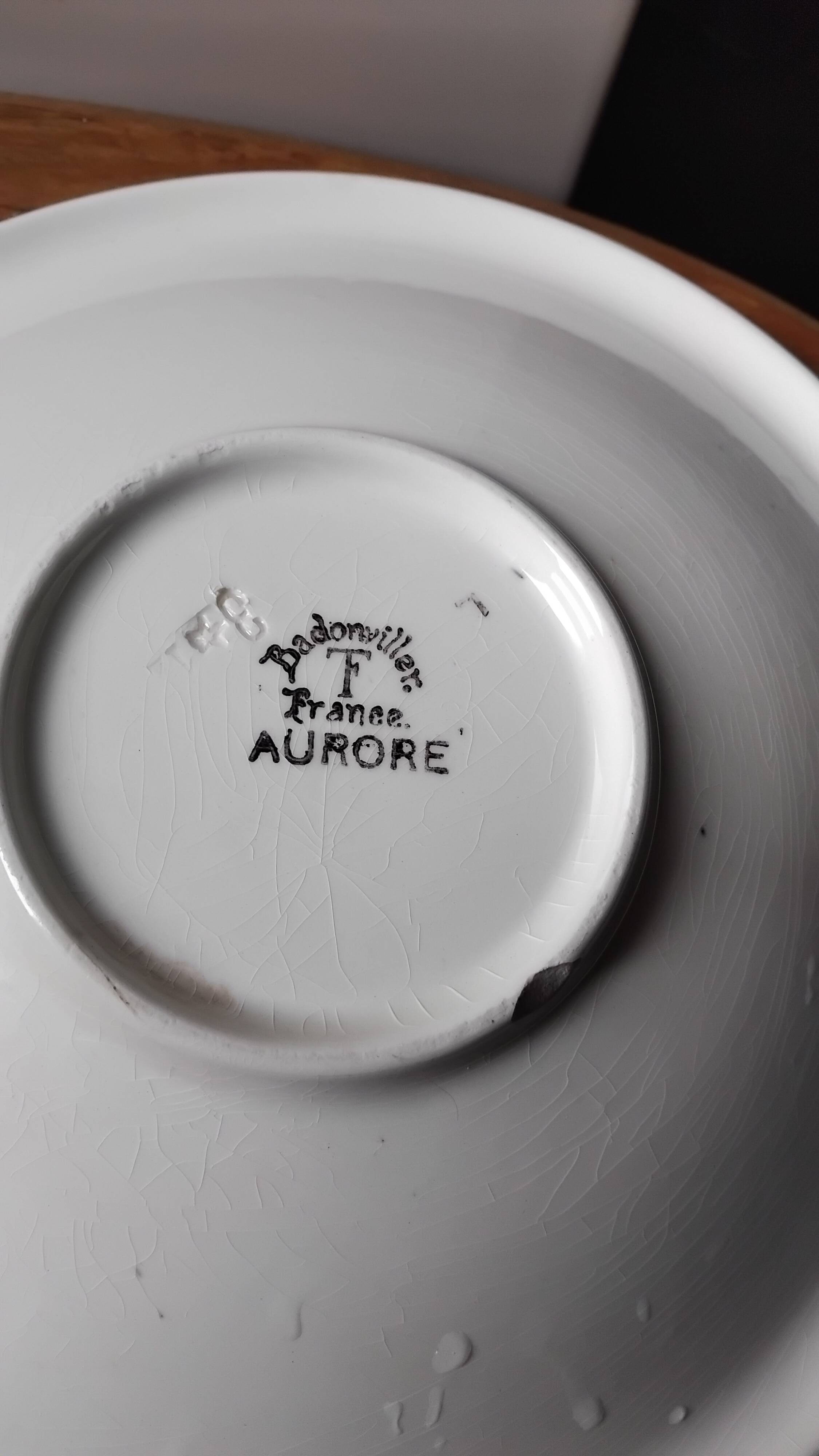 Set of two deep plates, Badonviller Aurore earthenware.