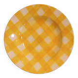Assiette creuse- motif torchon jaune-modèle ecossais-digoin