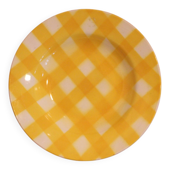 Soup plate - yellow tea towel pattern - scottish model - digoin