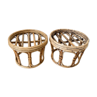 Set of 2 rattan ottomans