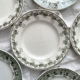 6 mismatched ironstone flat plates Murier Violetta