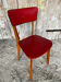 Vintage 1960s Scandinavian Chair Wood + Red Faux Leather